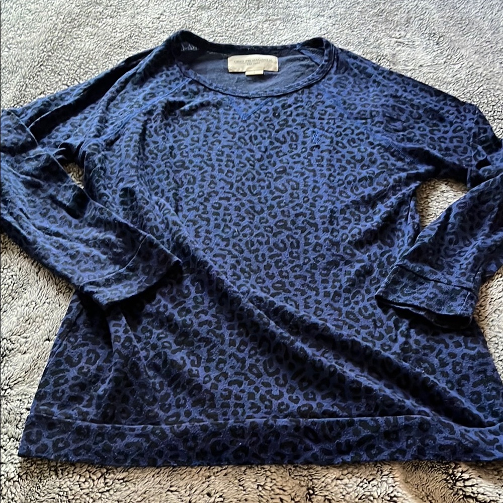 Obey Leopard Print Blue M Women's Top